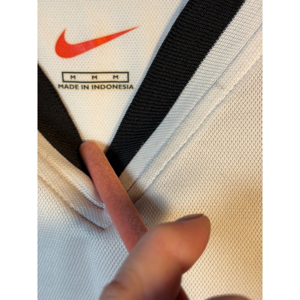 VTG 90's Nike Soccer Jersey Mens M White Collar Block Core V-Neck Athletic - Picture 4 of 6